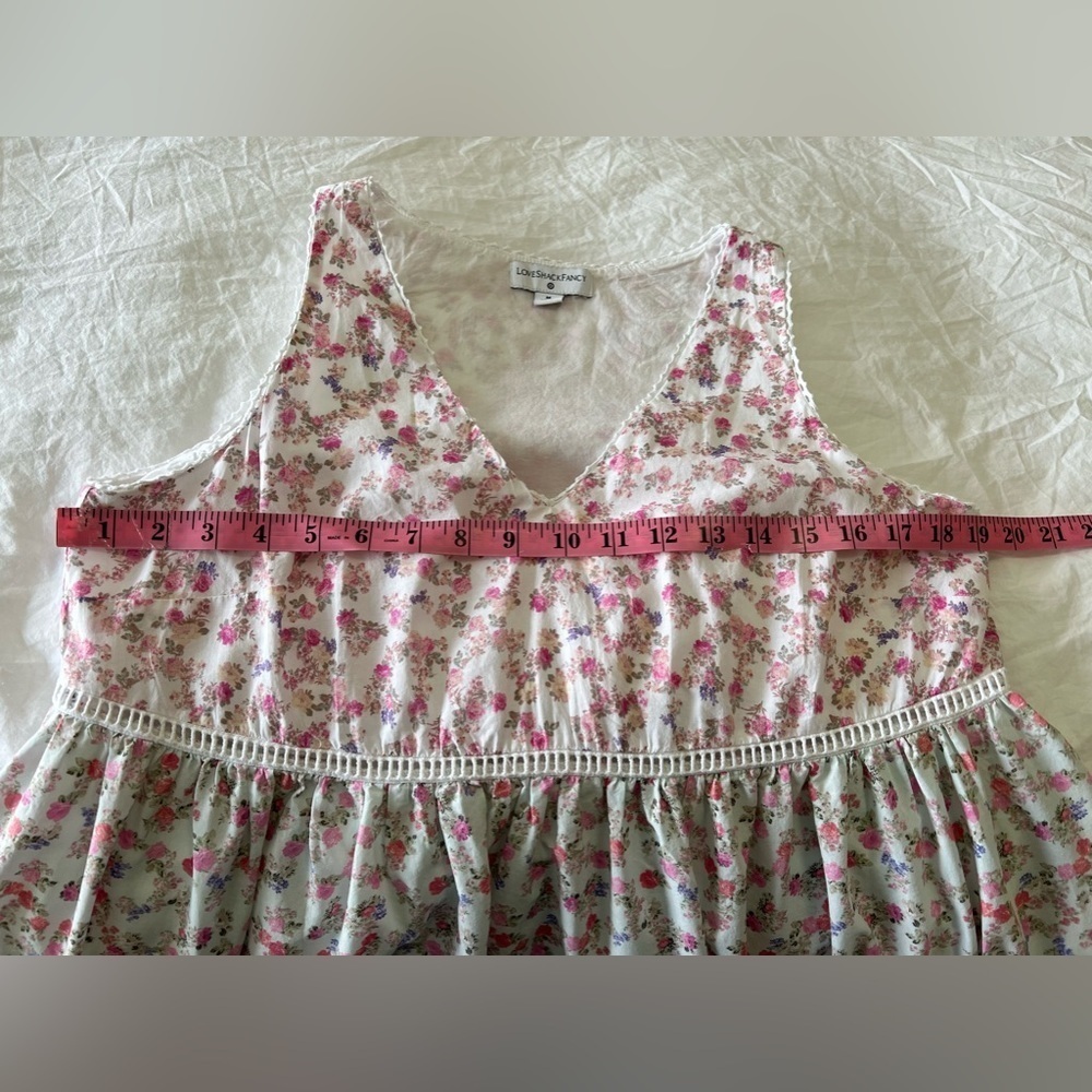 LoveShackFancy x Target | SZ M | Camille Tiered Ruffle Babydoll Midi Dress Pink - Picture 7 of 8